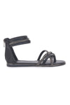 Schwarze flache Sandalen mit Glitzerbändern und Reißverschluss hinten Cafè Cost 665