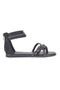 Schwarze flache Sandalen mit Glitzerbändern und Reißverschluss hinten Cafè Cost 665