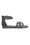 Schwarze flache Sandalen mit gewebten Glitzerbändern und Reißverschluss hinten Cafè Cost