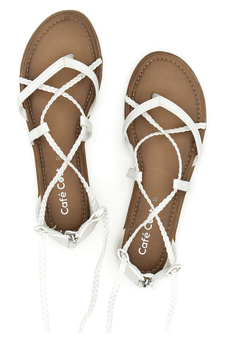 CAFE COST 669 Weiße Gladiator-Flip-Flops mit Reißverschluss für Damen | Pittarello