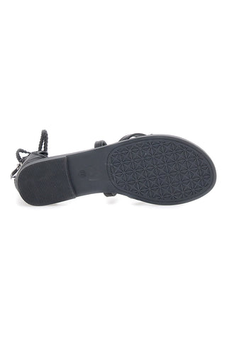 CAFE COST 669 Schwarze Gladiator-Flip-Flops mit Reißverschluss