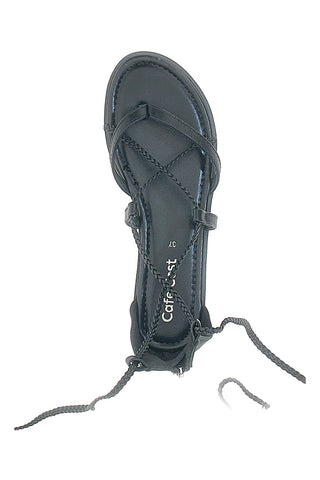 CAFE COST 669 Schwarze Gladiator-Flip-Flops mit Reißverschluss