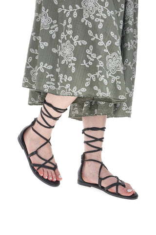 CAFE COST 669 Schwarze Gladiator-Flip-Flops mit Reißverschluss