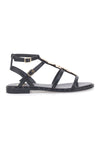 Niedrige schwarze Sandalen mit gekreuzten Riemen und goldenen Details Me & Me 661