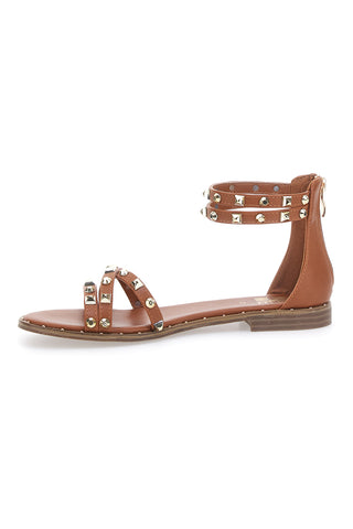 Sandali Marroni con Borchie e Cerniera Posteriore ME & ME 662