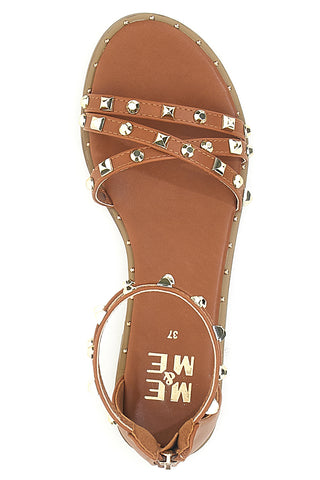 Sandali Marroni con Borchie e Cerniera Posteriore ME & ME 662
