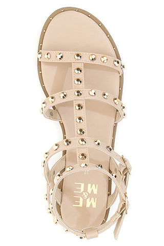 ME & ME 663 Riemchensandalen mit goldenen Nieten für Damen in Nude
