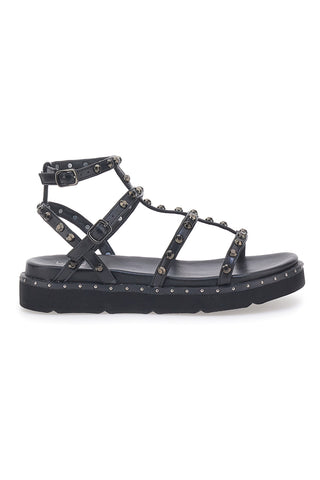 Sandali Neri con Flatform e Cinturini con Borchie ME & ME 671