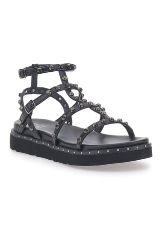 Sandali Neri con Flatform e Cinturini con Borchie ME & ME 671