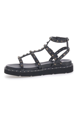 Sandali Neri con Flatform e Cinturini con Borchie ME & ME 671
