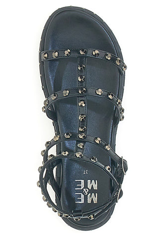 Sandali Neri con Flatform e Cinturini con Borchie ME & ME 671