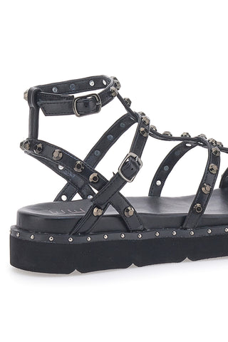 Sandali Neri con Flatform e Cinturini con Borchie ME & ME 671