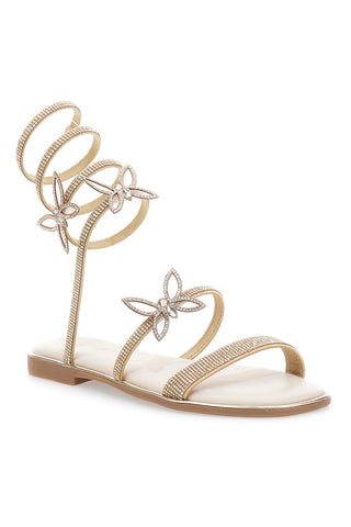 Sandali dorati con applicazioni floreali e spirale Mon Dieu 691