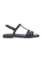 Schwarze flache Sandalen mit Kettendetail Ferre' F251