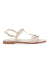 Ferre' F251 Flache Sandalen in Creme mit Kettendetail