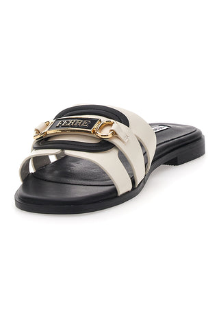 Schwarz-weiße Hausschuhe mit goldener Kette Ferrè F254