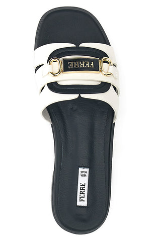 Schwarz-weiße Hausschuhe mit goldener Kette Ferrè F254