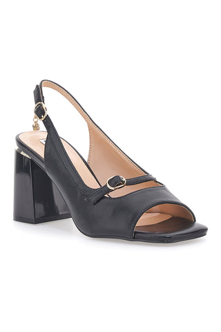 Sandali Neri Eleganti con Tacco Largo e Dettaglio Gioiello Mariella Burani 51161