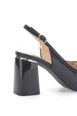 Sandali Neri Eleganti con Tacco Largo e Dettaglio Gioiello Mariella Burani 51161