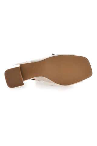 Elegante beige-schwarze zweifarbige Sandalen mit breitem Absatz und Schmuckdetail Marcella Burani 51161