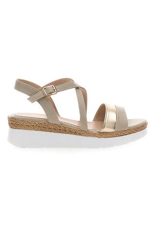 Beige Sandalen mit Riemen und Plateau Mariella Burani 51301