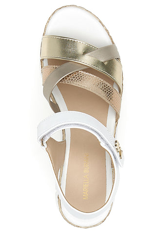 Mariella Burani 51302 Weiße und goldene Keilsandalen