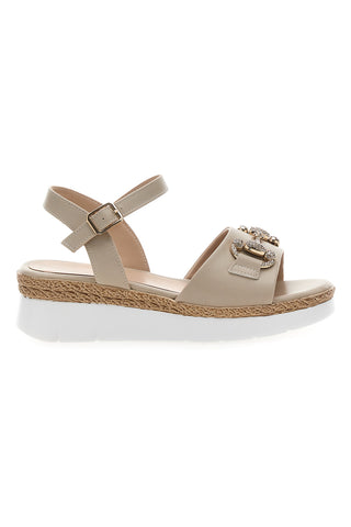 Sandali Beige con Zeppa e Dettaglio Gioiello Mariella Burani 51304