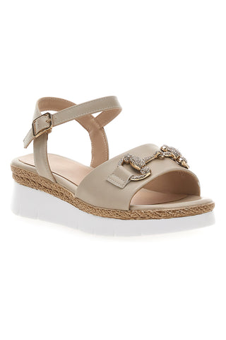 Beige Keilsandalen mit Schmuckdetail Mariella Burani 51304