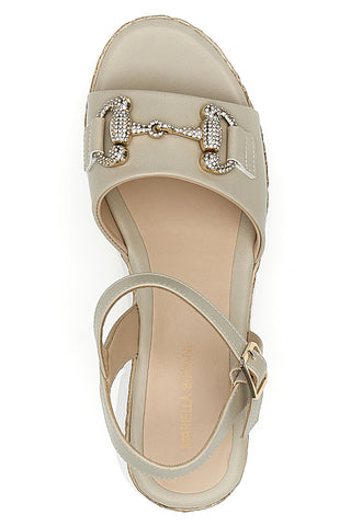 Beige Keilsandalen mit Schmuckdetail Mariella Burani 51304