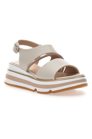 Sandali Beige Con Fasce Elastiche e Platform Mariella Burani K11010