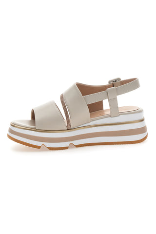 Sandali Beige Con Fasce Elastiche e Platform Mariella Burani K11010