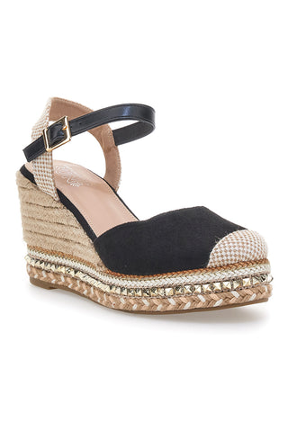 Sandali Espadrillas Neri Con Zeppa e Fibbia Pittarello Sun 322290