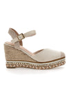Weiße Espadrilles-Sandalen mit Keilabsatz und Schnalle Pittarello Sun 322290