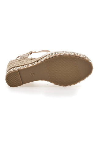 Weiße Espadrilles-Sandalen mit Keilabsatz und Schnalle Pittarello Sun 322290
