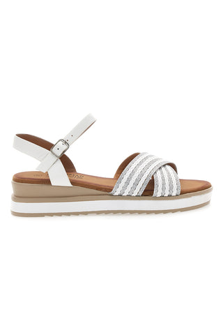 Sandali bianchi con fasce glitterate e zeppa bassa PITTARELLO SUN CH2071B02