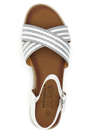Sandali bianchi con fasce glitterate e zeppa bassa PITTARELLO SUN CH2071B02