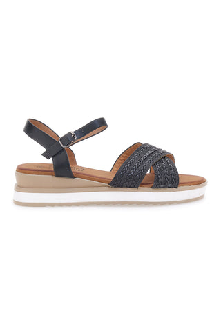 Schwarze Sandalen mit Glitzerbändern und niedrigem Keilabsatz PITTARELLO SUN CH2071B02