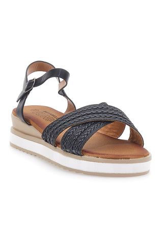 Sandali neri con fasce glitterate e zeppa bassa PITTARELLO SUN CH2071B02