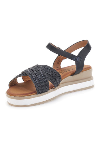 Sandali neri con fasce glitterate e zeppa bassa PITTARELLO SUN CH2071B02