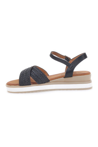 Sandali neri con fasce glitterate e zeppa bassa PITTARELLO SUN CH2071B02