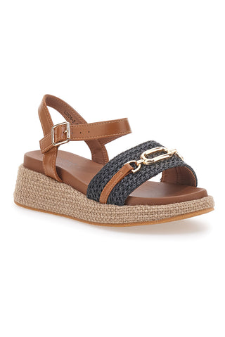 Pittarello Sun L25762 Damensandalen aus Leder und Schwarz mit Schmuckdetail