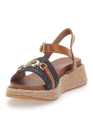 Pittarello Sun L25762 Damensandalen aus Leder und Schwarz mit Schmuckdetail