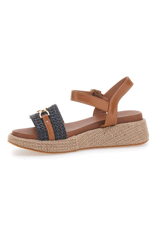 Pittarello Sun L25762 Damensandalen aus Leder und Schwarz mit Schmuckdetail