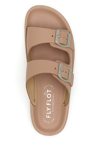 Rosa Hausschuhe mit Doppelschnalle und Komfortsohle FLY FLOT 77077ZZ