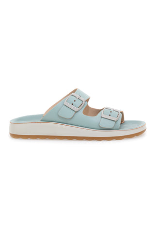 Ciabatte azzurre verde acqua con doppia fibbia e fondo comfort FLY FLOT 77077ZZ