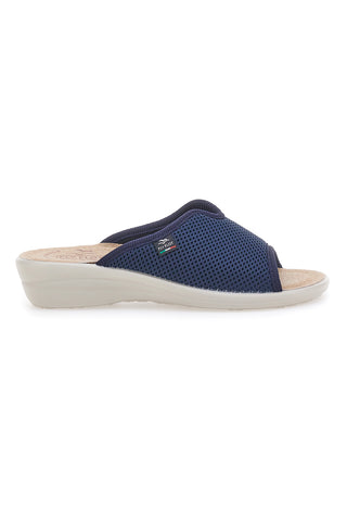 Ciabatte blu a punta aperta con sottopiede in pelle Fly Flot T4429FE