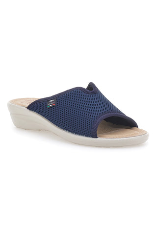 Ciabatte blu a punta aperta con sottopiede in pelle Fly Flot T4429FE