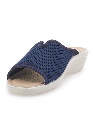 Fly Flot T4429FE Hausschuhe mit offener Spitze und Lederinnensohle, Blau