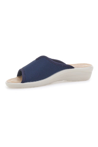 Fly Flot T4429FE Hausschuhe mit offener Spitze und Lederinnensohle, Blau