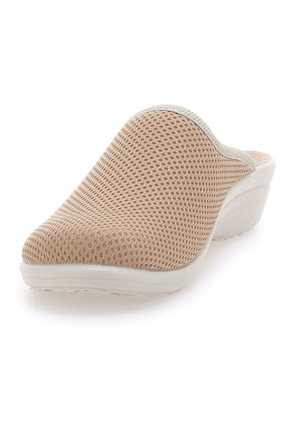 Beige Hausschuhe mit Ledersohle Fly Flot T4368FE